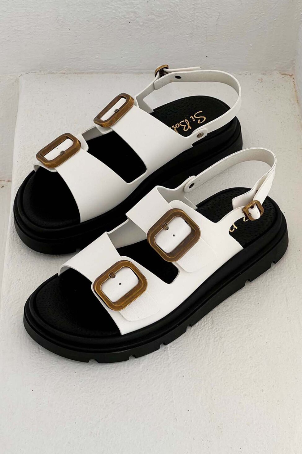 Organise δερμάτινα flatforms λευκό