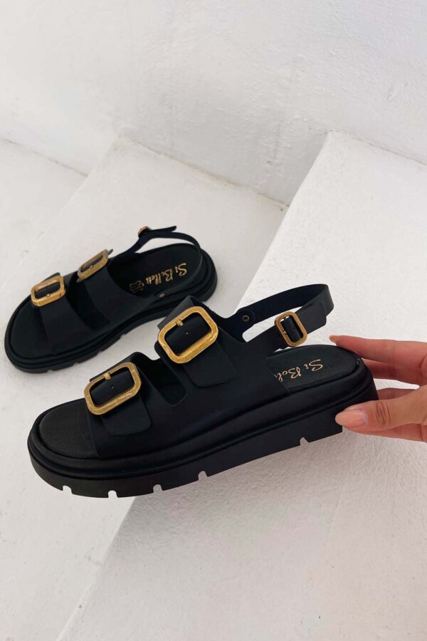 ΓΥΝΑΙΚΕΙΑ ΡΟΥΧΑ Organise δερμάτινα flatforms μαύρο