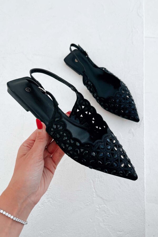 ΝΕΕΣ ΑΦΙΞΕΙΣ Rarity slingback γόβα με πέτρες μαύρο