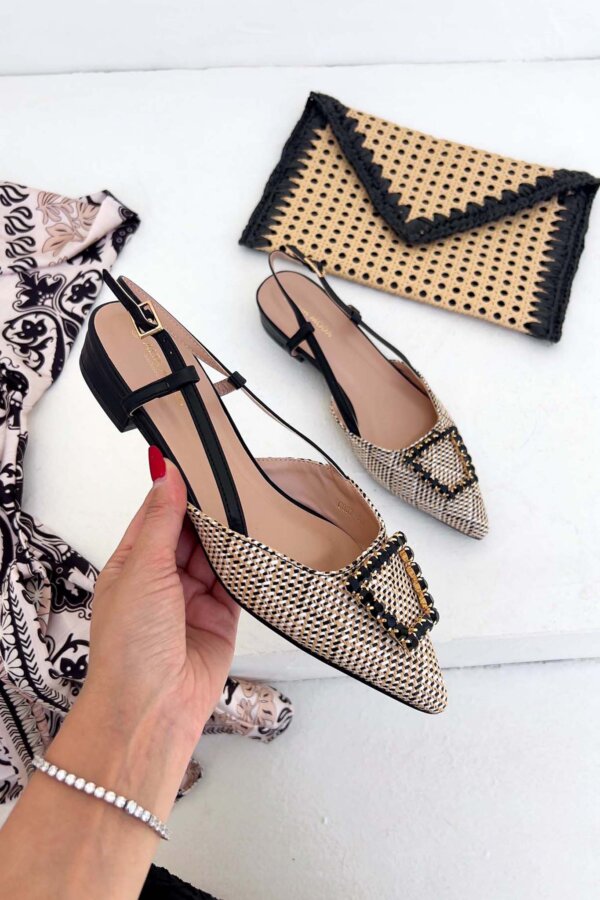 ΝΕΕΣ ΑΦΙΞΕΙΣ Rigel slingback γόβα με πέτρες μαύρο