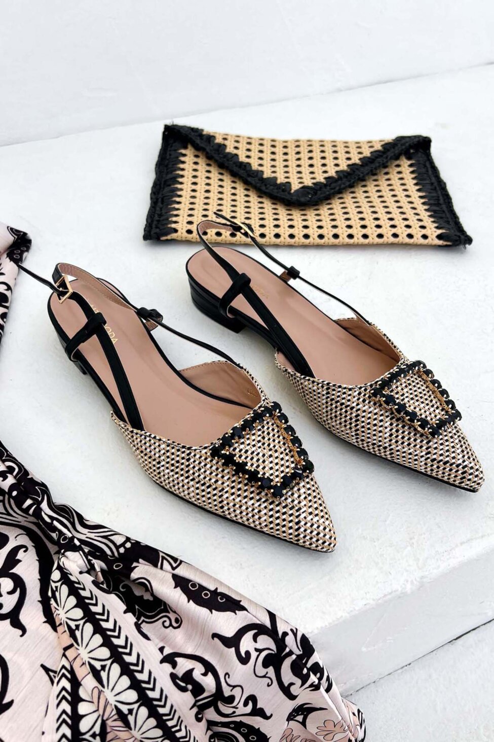 Rigel slingback γόβα με πέτρες μαύρο