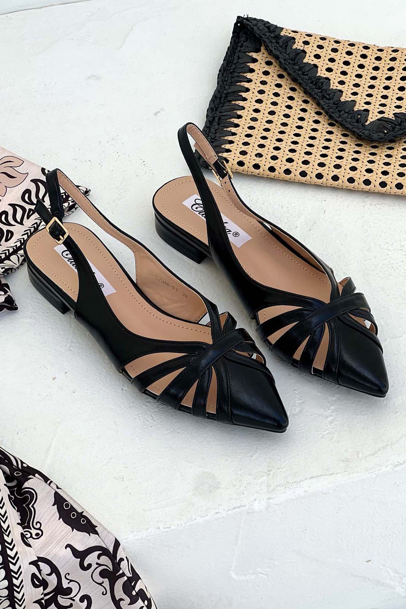 ΝΕΕΣ ΑΦΙΞΕΙΣ Riot slingback γόβα από οικολογικό δέρμα μαύρο