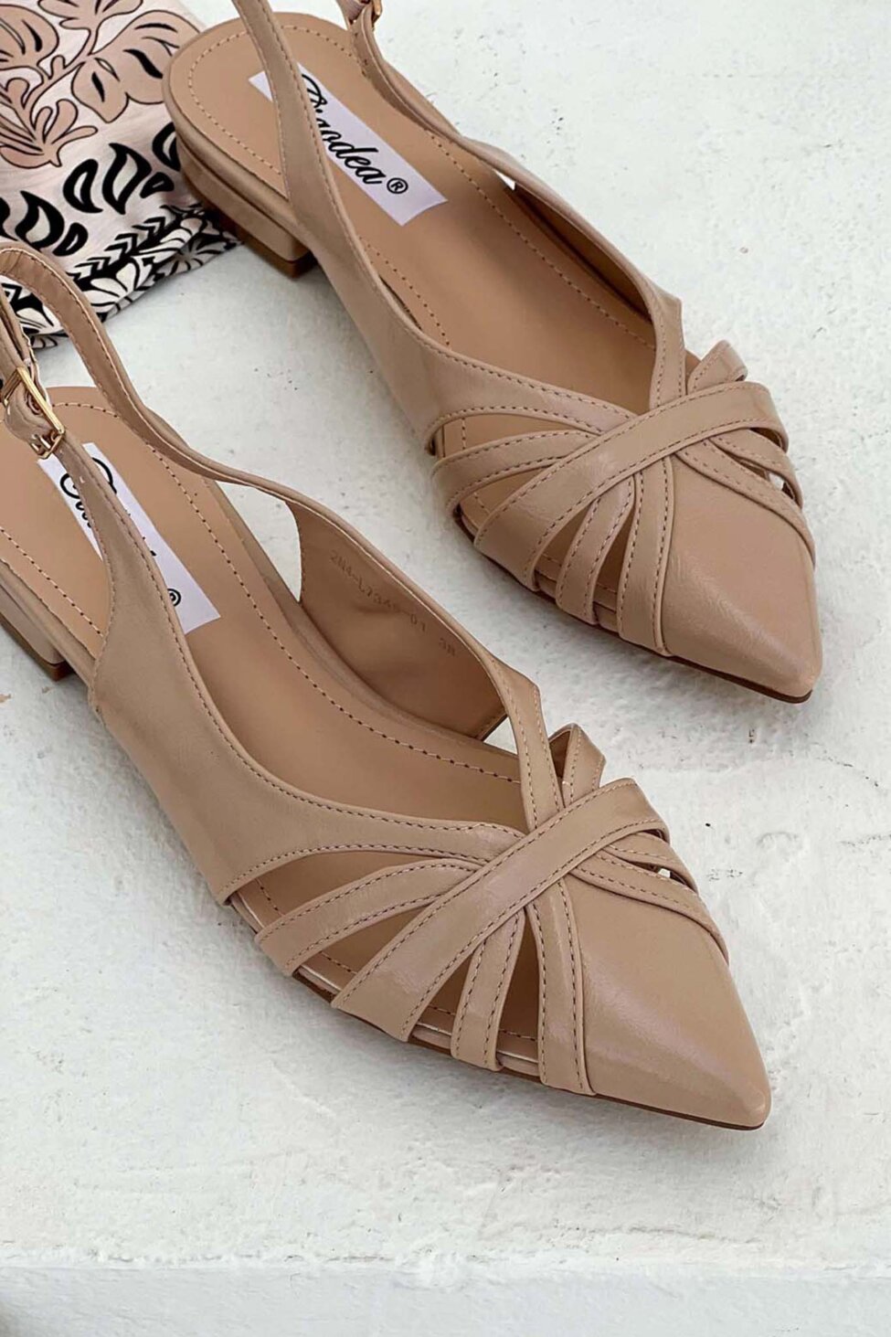 Riot slingback γόβα από οικολογικό δέρμα μπεζ