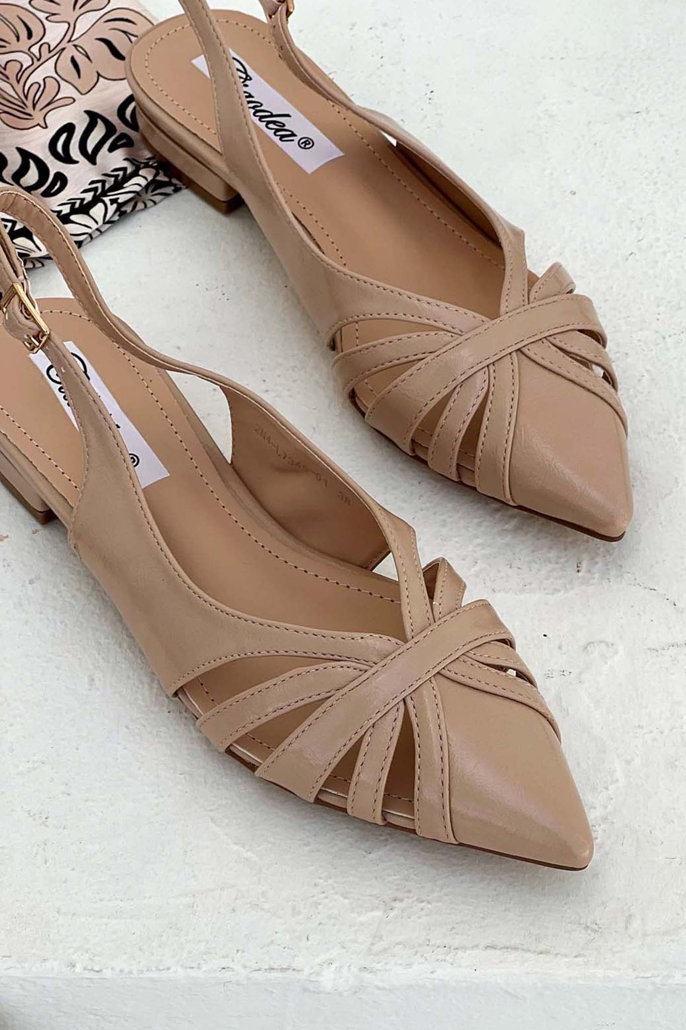 ΝΕΕΣ ΑΦΙΞΕΙΣ Riot slingback γόβα από οικολογικό δέρμα μπεζ