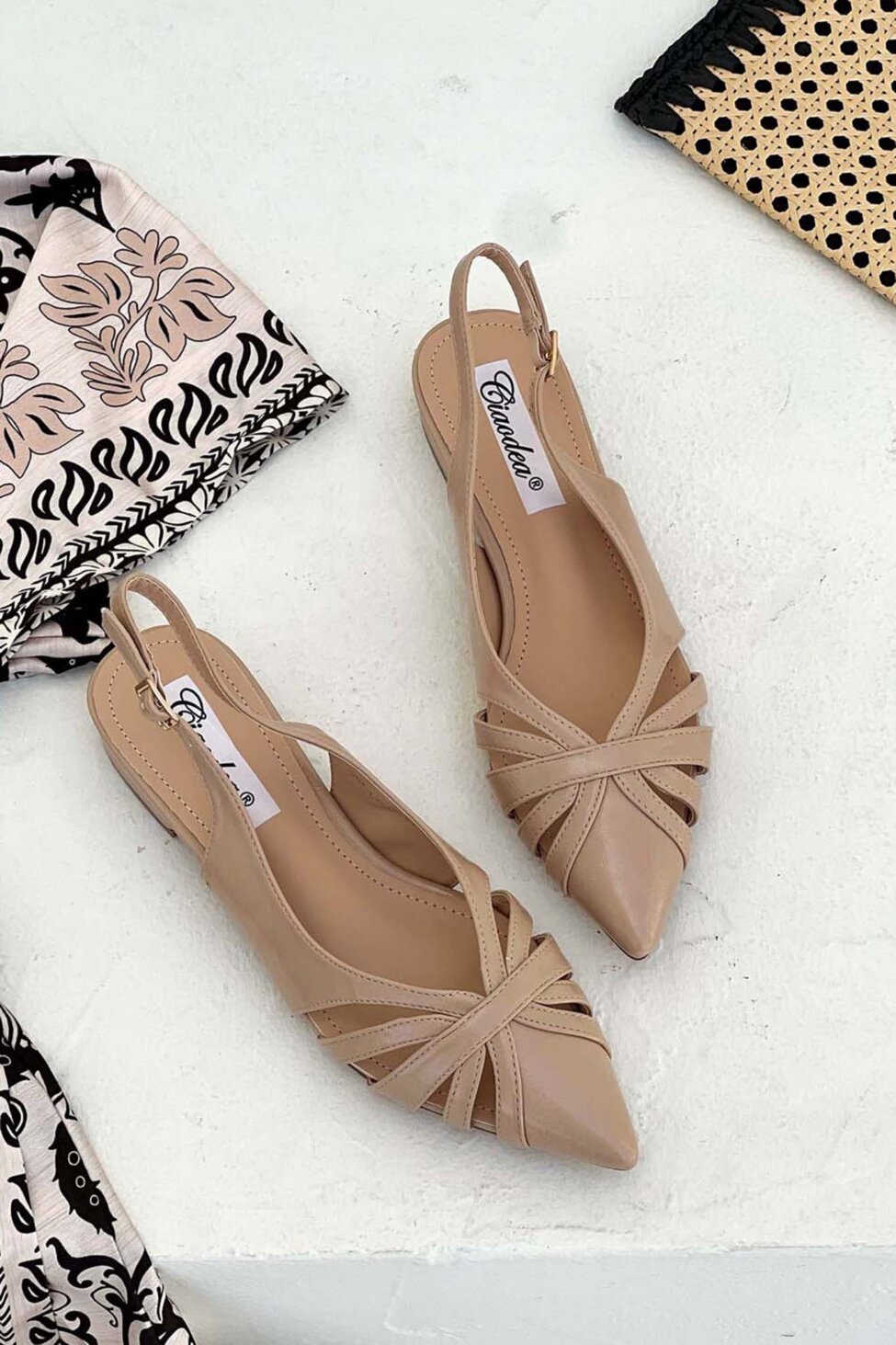 Riot slingback γόβα από οικολογικό δέρμα μπεζ