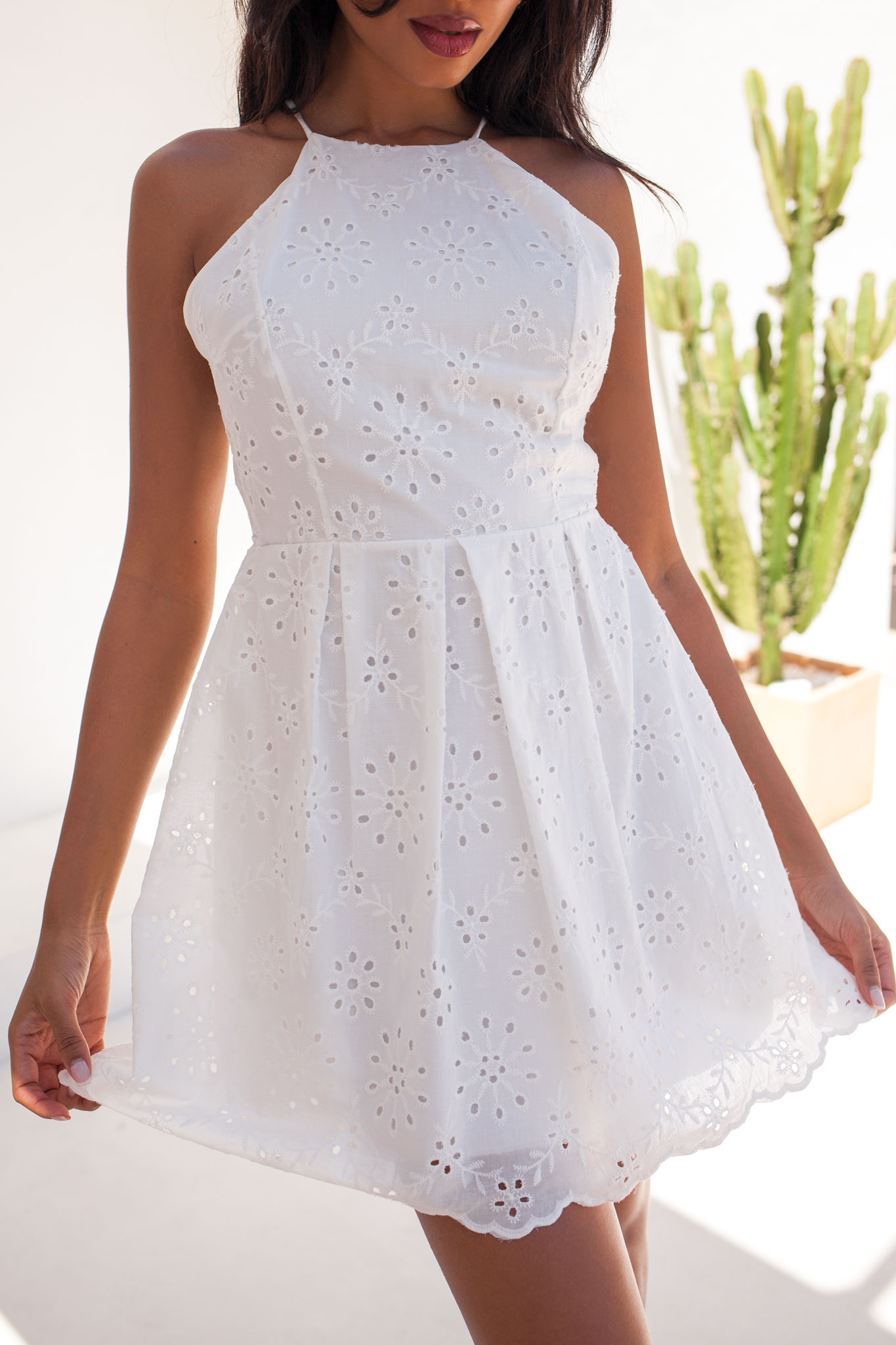 Tricia μίνι φόρεμα embroidery λευκό