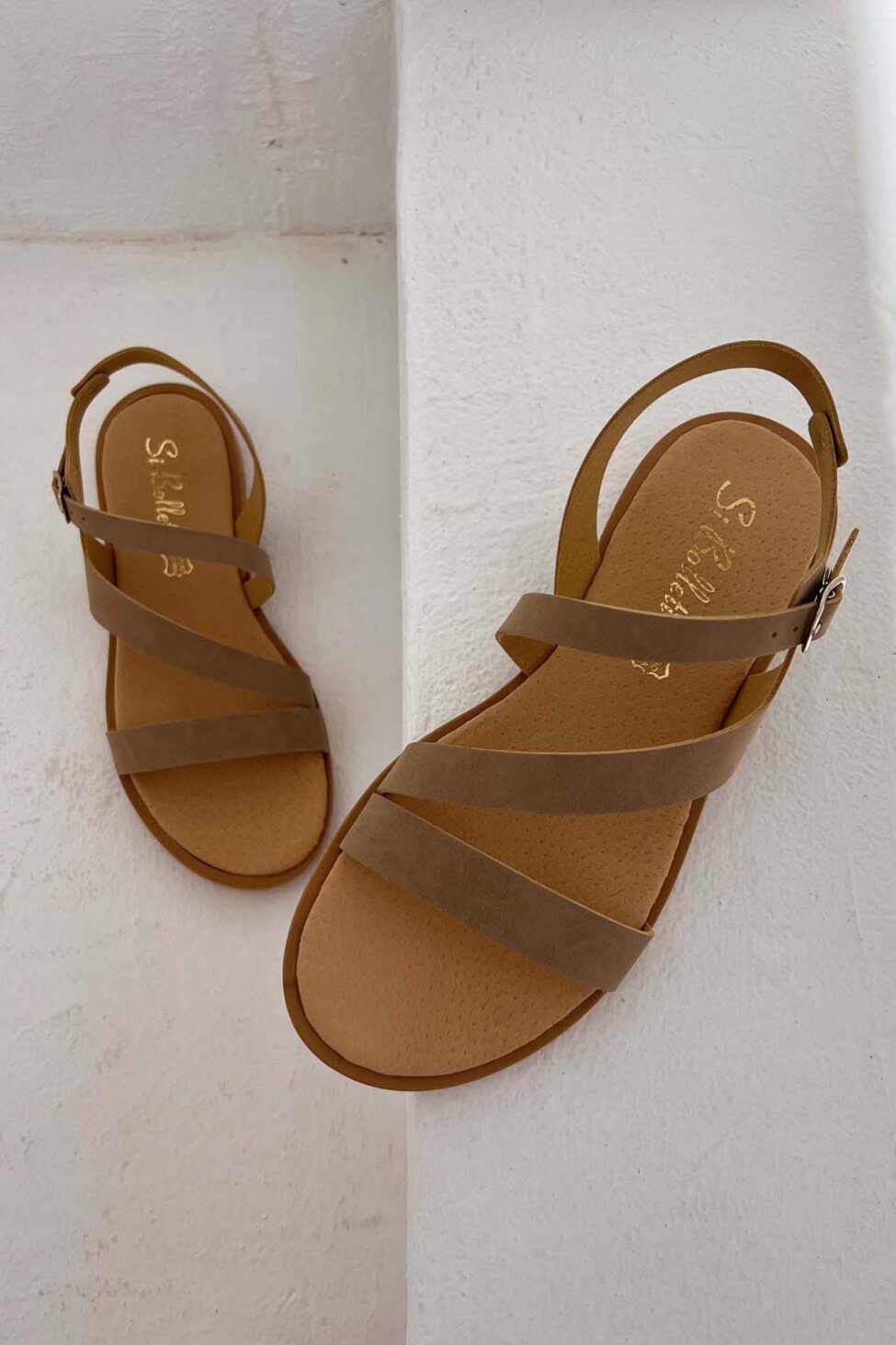 Vegan flat σανδάλια δερμάτινα πούρο
