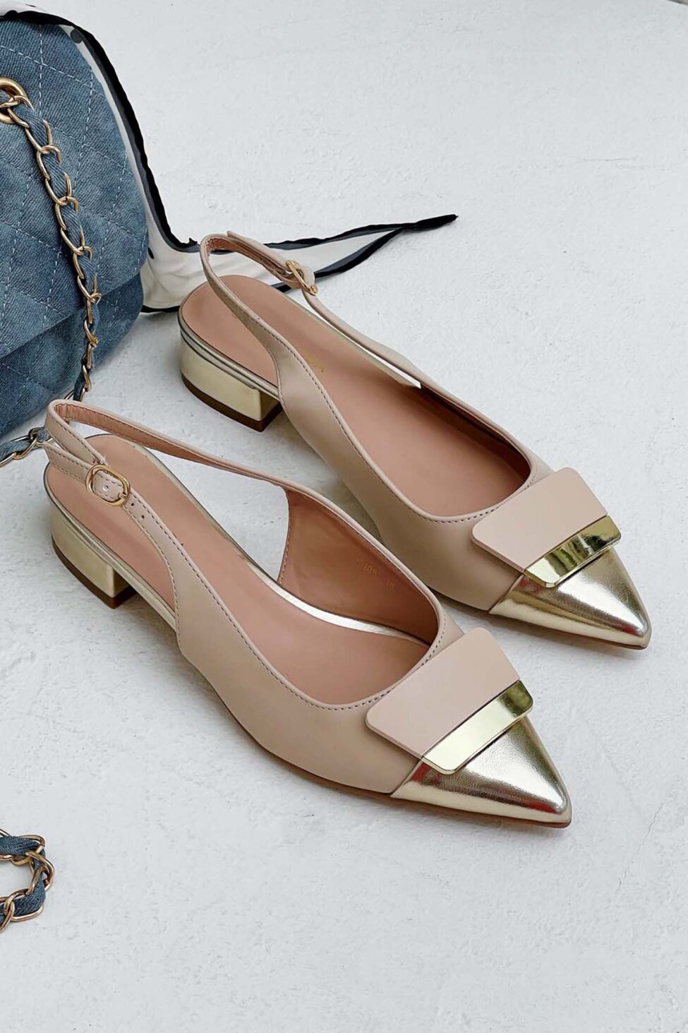 Agathe γόβες slingback από οικολογικό δέρμα χρυσό