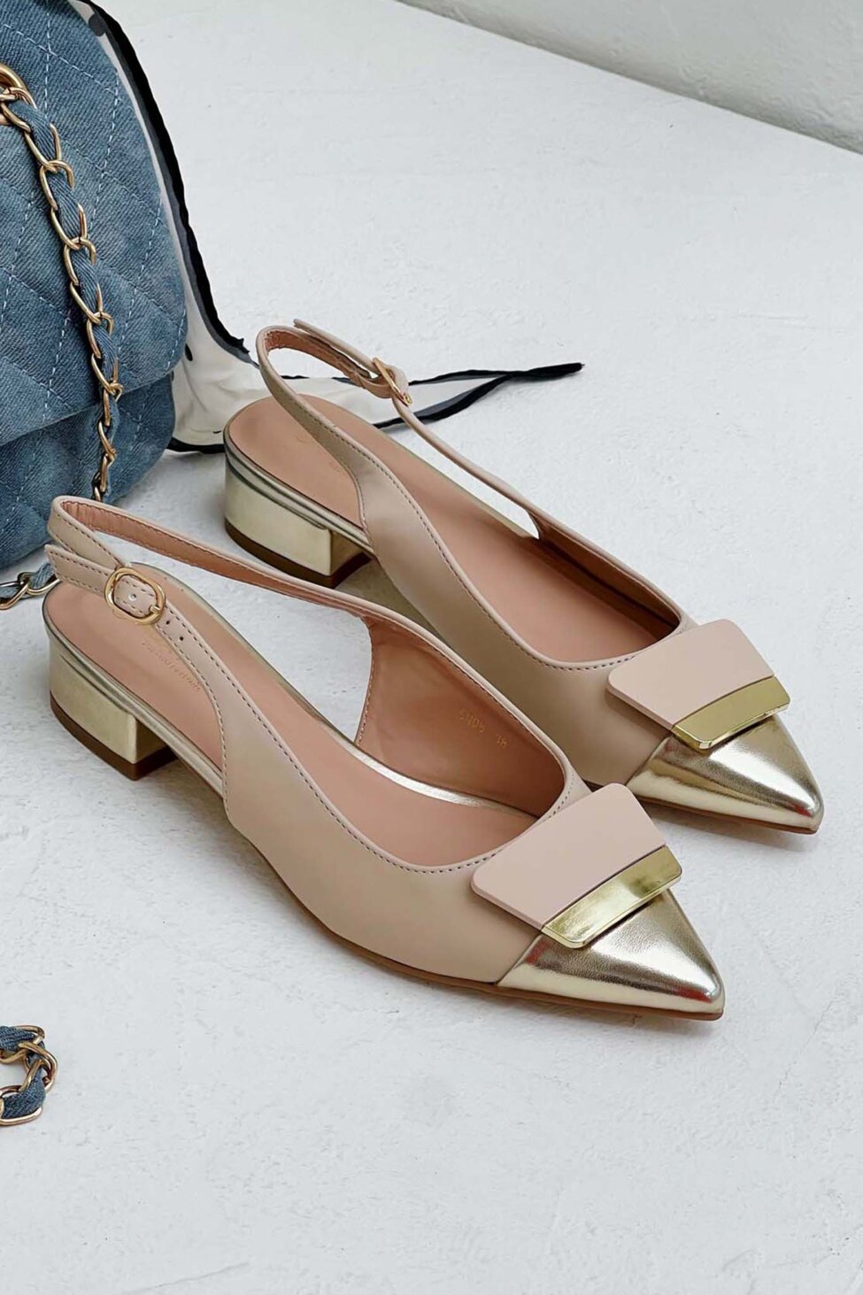 Agathe γόβες slingback από οικολογικό δέρμα χρυσό