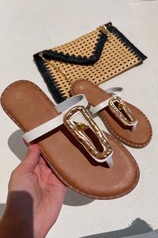 ΝΕΕΣ ΑΦΙΞΕΙΣ Elise flat σανδάλια λευκό