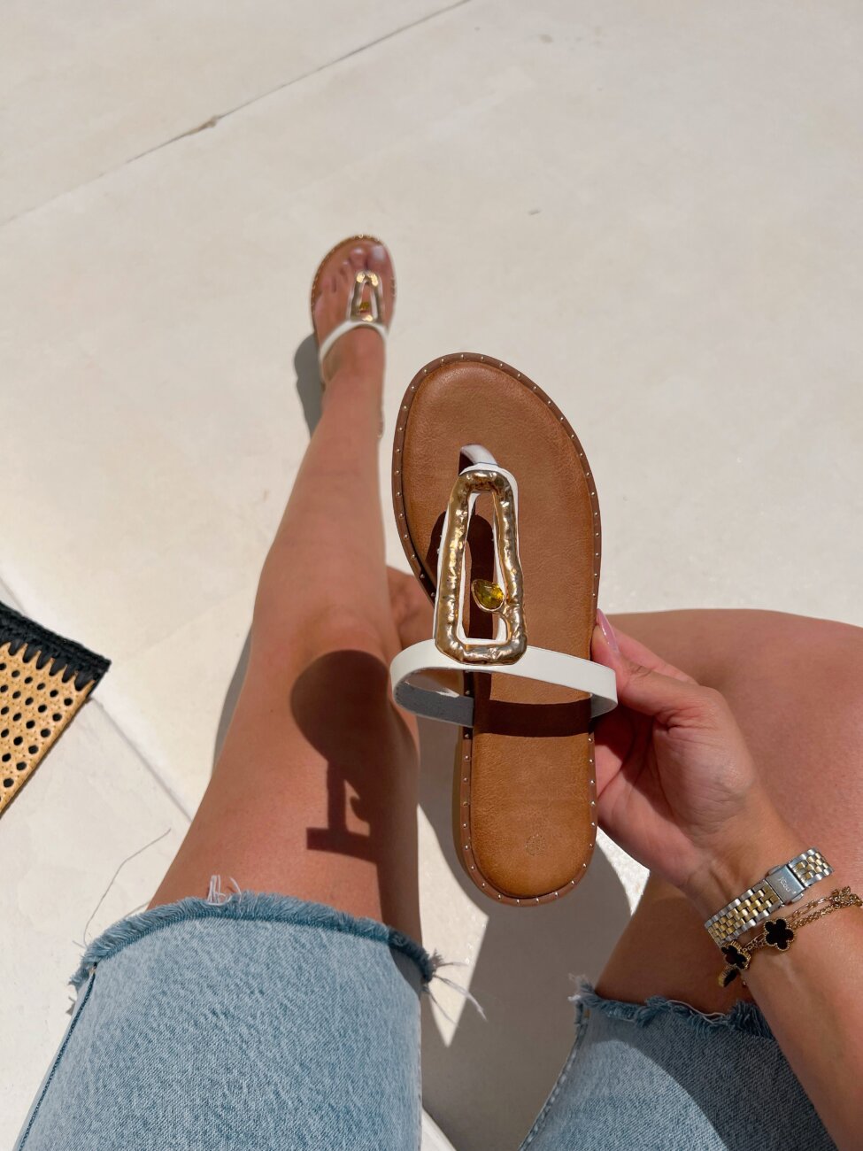 Elise flat σανδάλια λευκό
