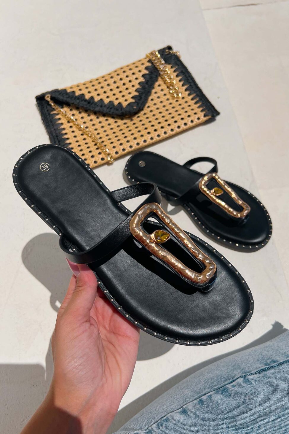 Elise flat σανδάλια μαύρο