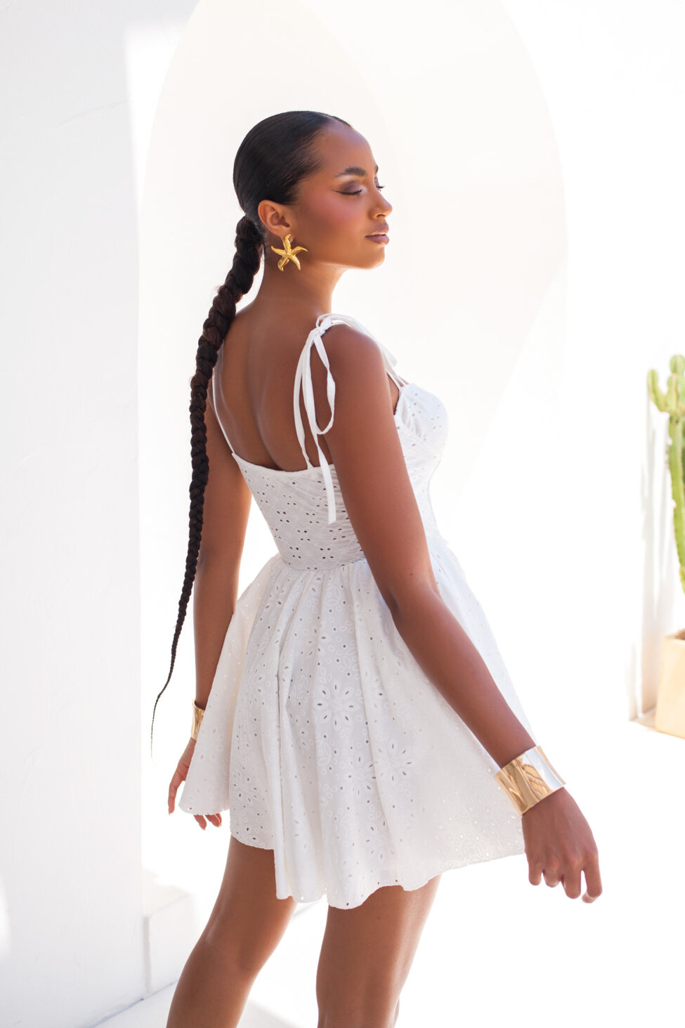 Errol μίνι φόρεμα embroidery λευκό
