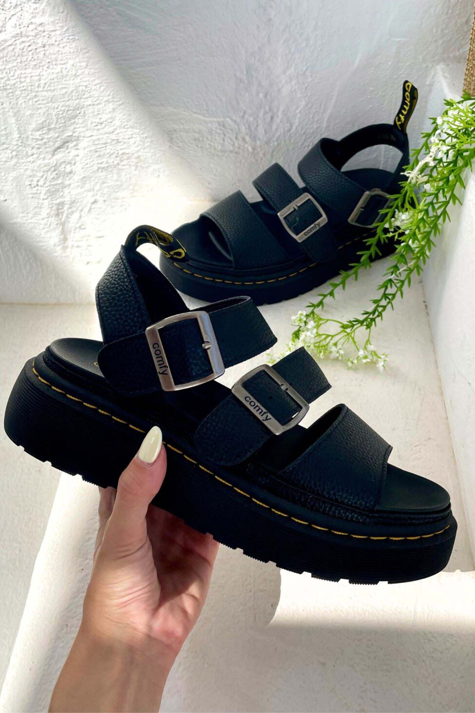 Flexible σανδάλια flatforms μαύρο