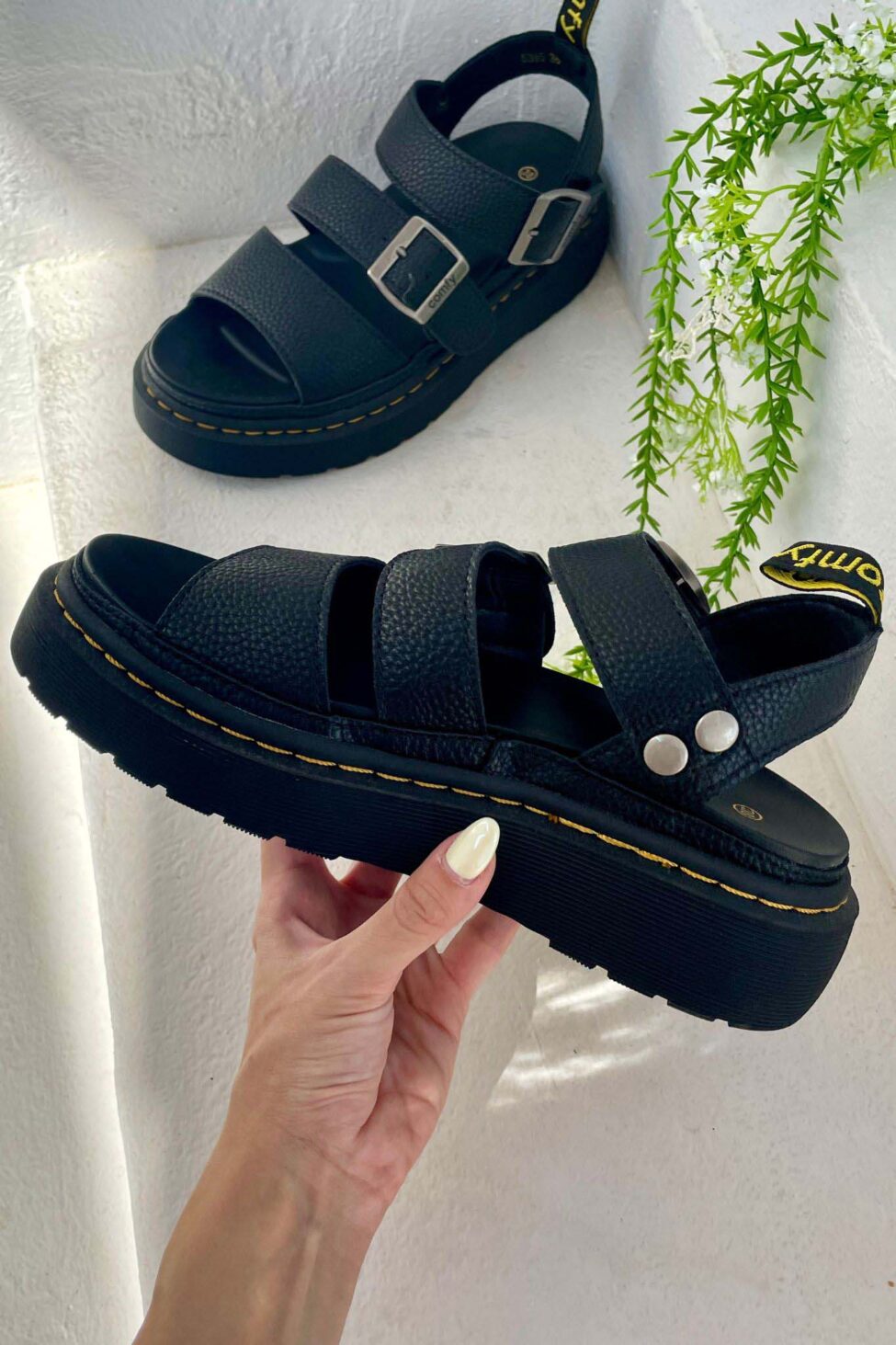 Flexible σανδάλια flatforms μαύρο