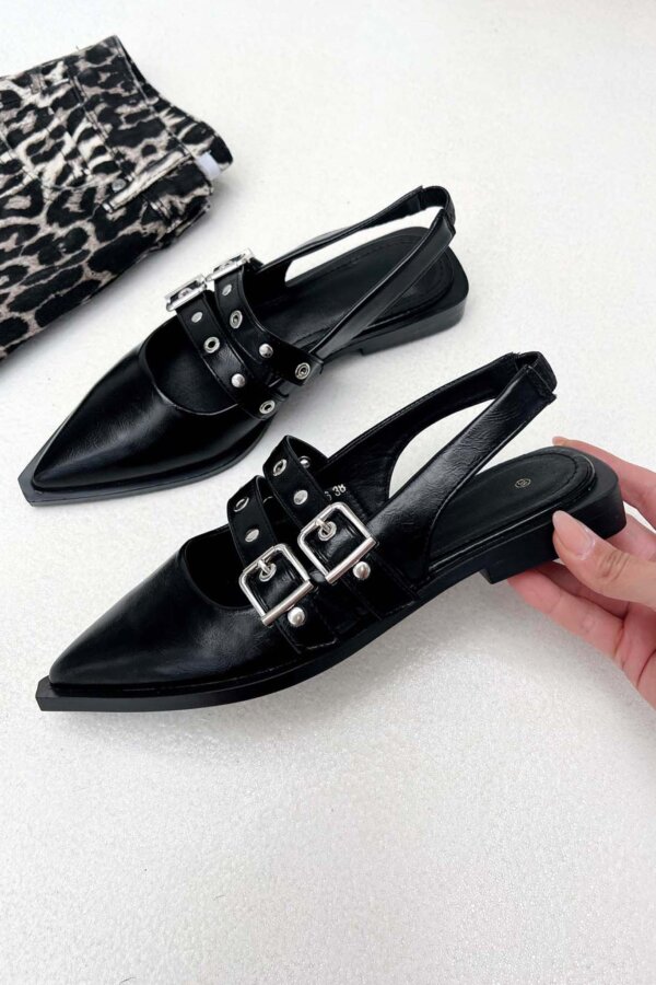 Gabbro slingback γόβα απο οικολογικό δέρμα μαύρο