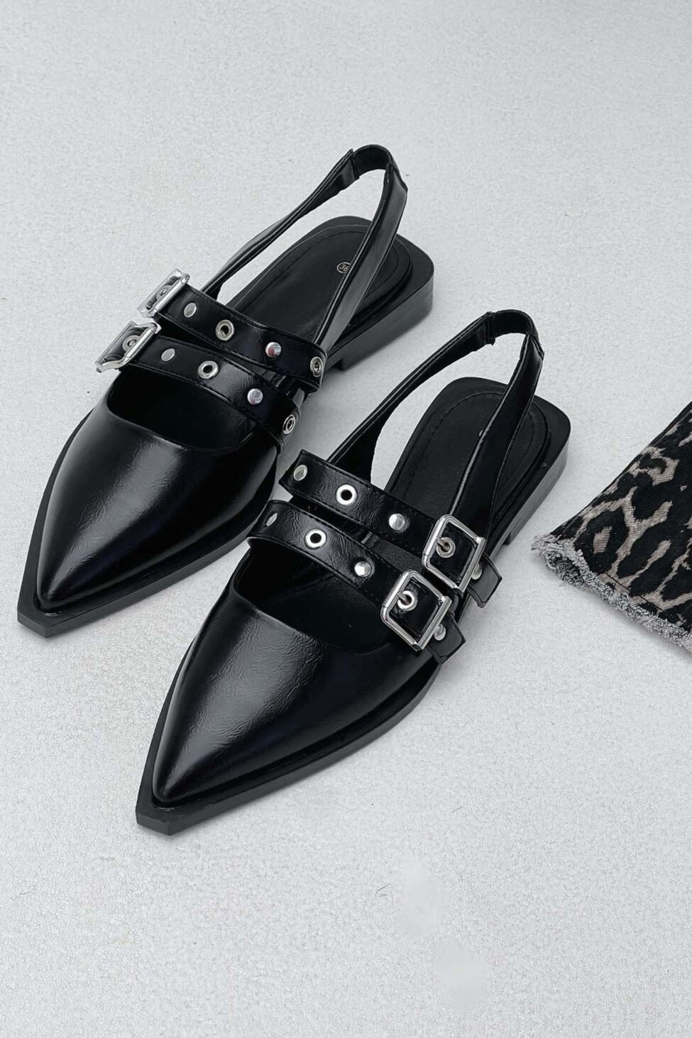 Gabbro slingback γόβα απο οικολογικό δέρμα μαύρο