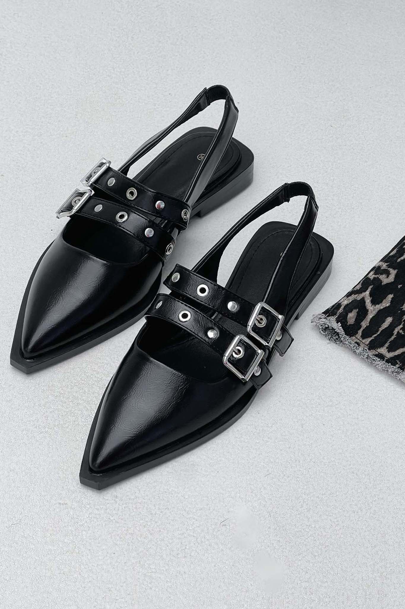 Gabbro slingback γόβα απο οικολογικό δέρμα μαύρο