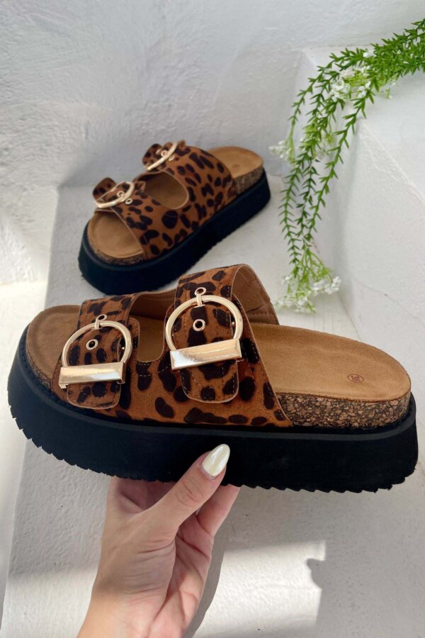 Giggle σανδάλια flatforms λεοπάρ