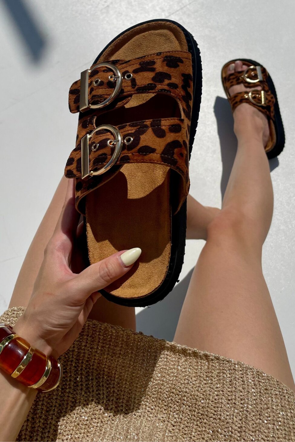 Giggle σανδάλια flatforms λεοπάρ