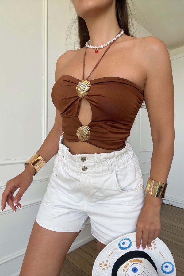 SALES Keby crop top καφέ