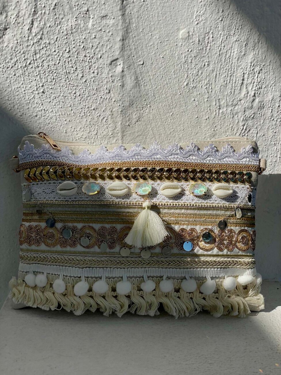 Kiva ψάθινη  τσάντα φάκελος μπεζ