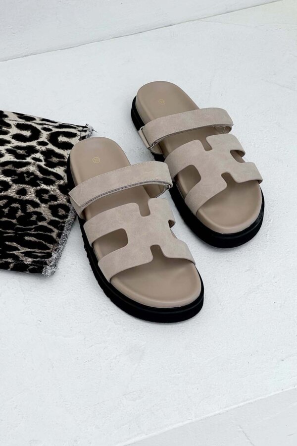 Megan flatforms από οικολογικό δέρμα αμμος
