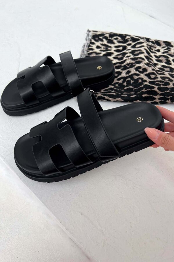 Megan flatforms από οικολογικό δέρμα μαύρο