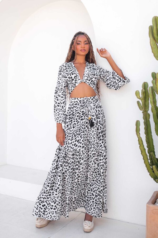 ΓΥΝΑΙΚΕΙΑ ΡΟΥΧΑ Ornella σετ τοπ-φούστα animal print λευκό