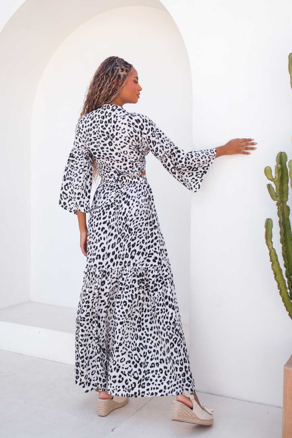 Ornella σετ τοπ-φούστα animal print λευκό