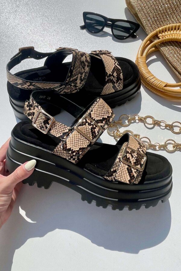 Ribbon σανδάλια flatform με λουράκια snake
