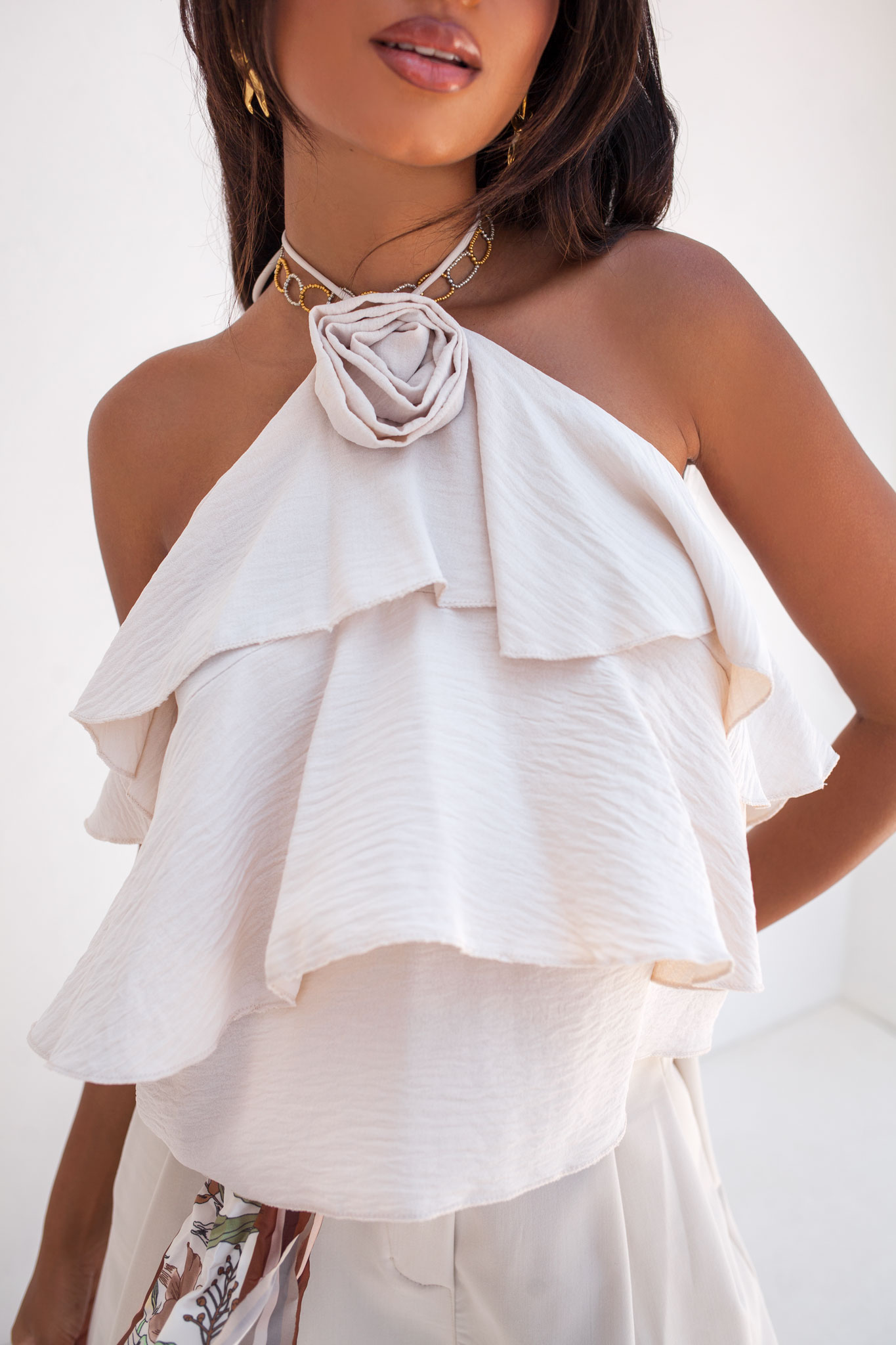 SALES Ritmo crop τοπ μπεζ