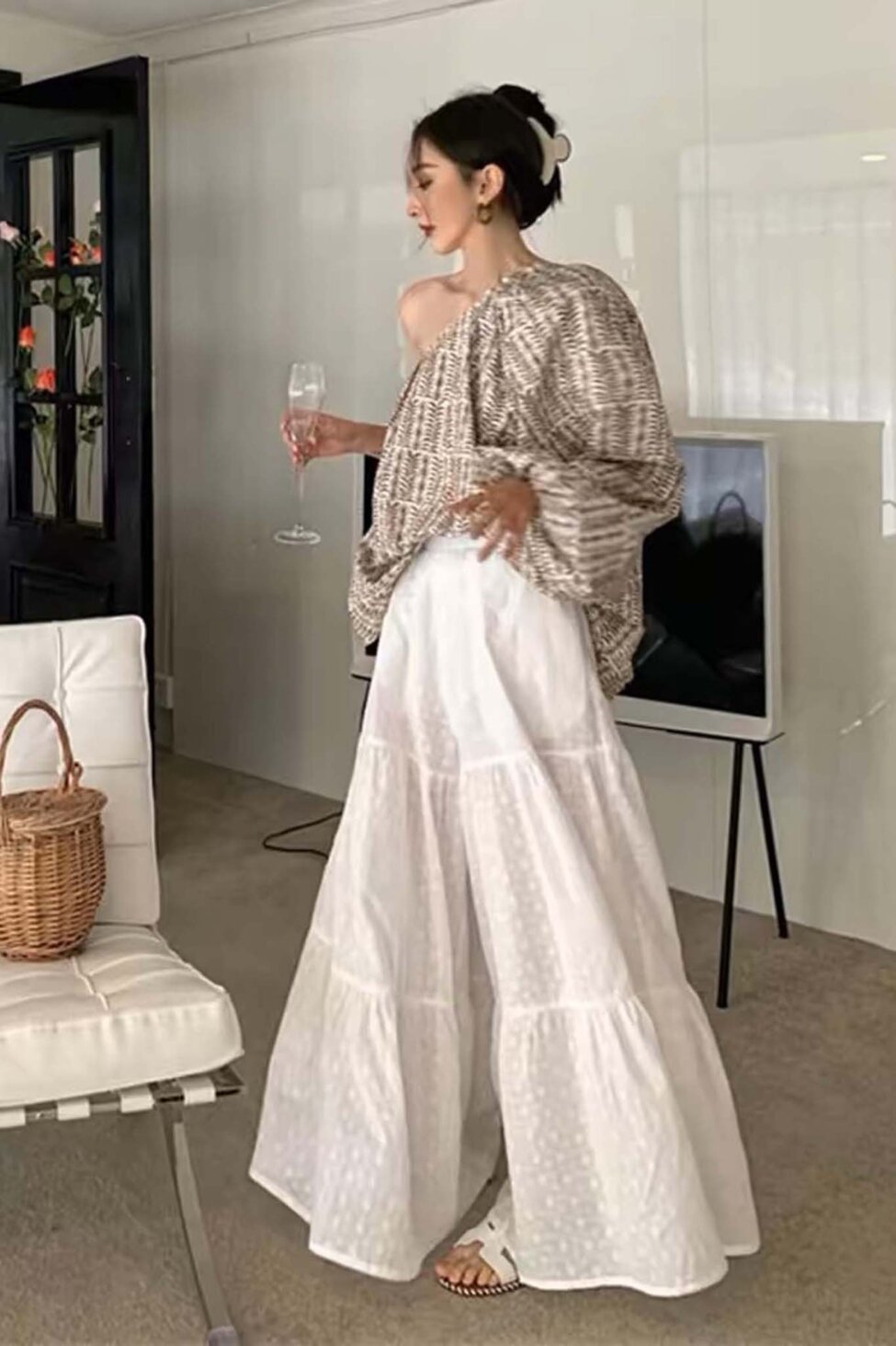 Shirley μακρία boho φούστα λευκό