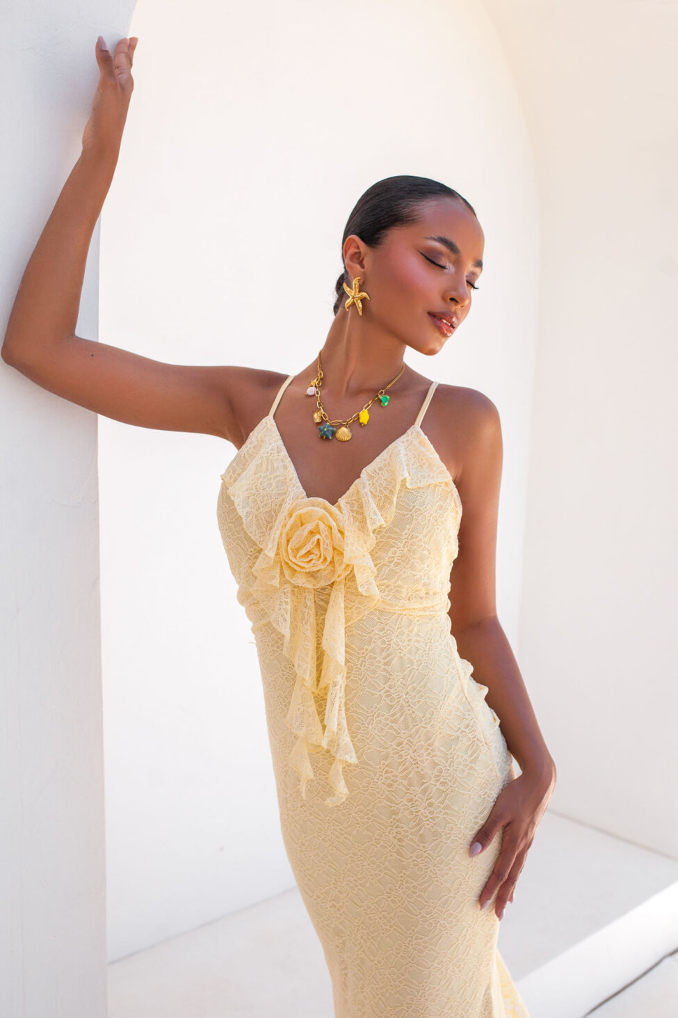 Sunkissed μακρύ φόρεμα κίτρινο