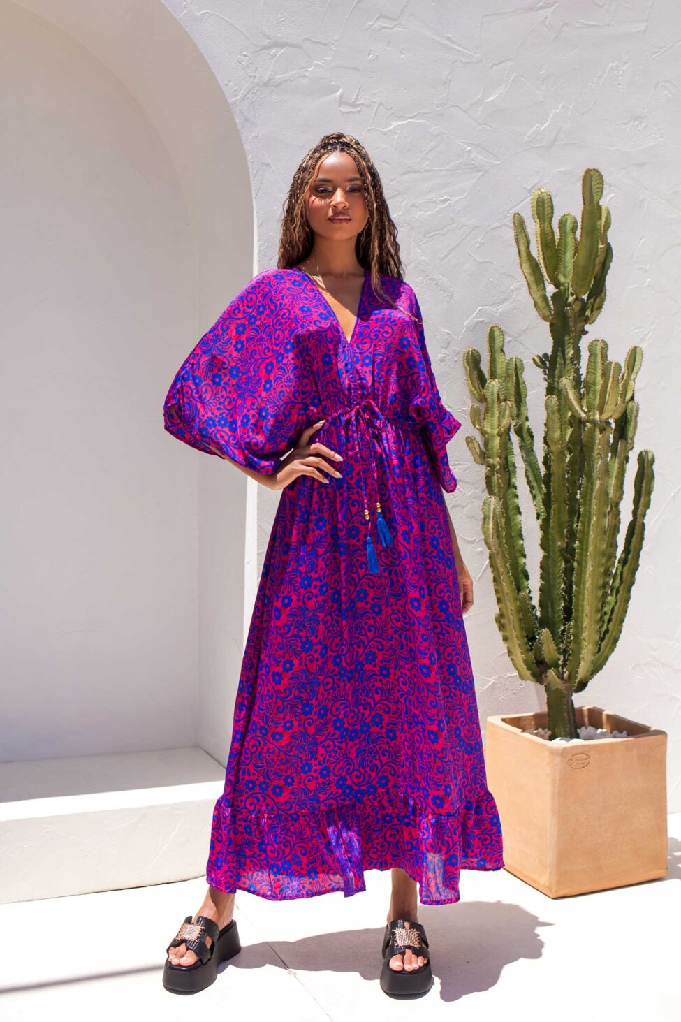 Variel boho μάξι φόρεμα μωβ