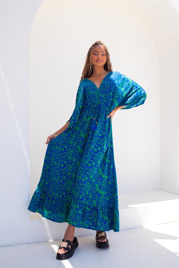 Variel boho μάξι φόρεμα μπλε