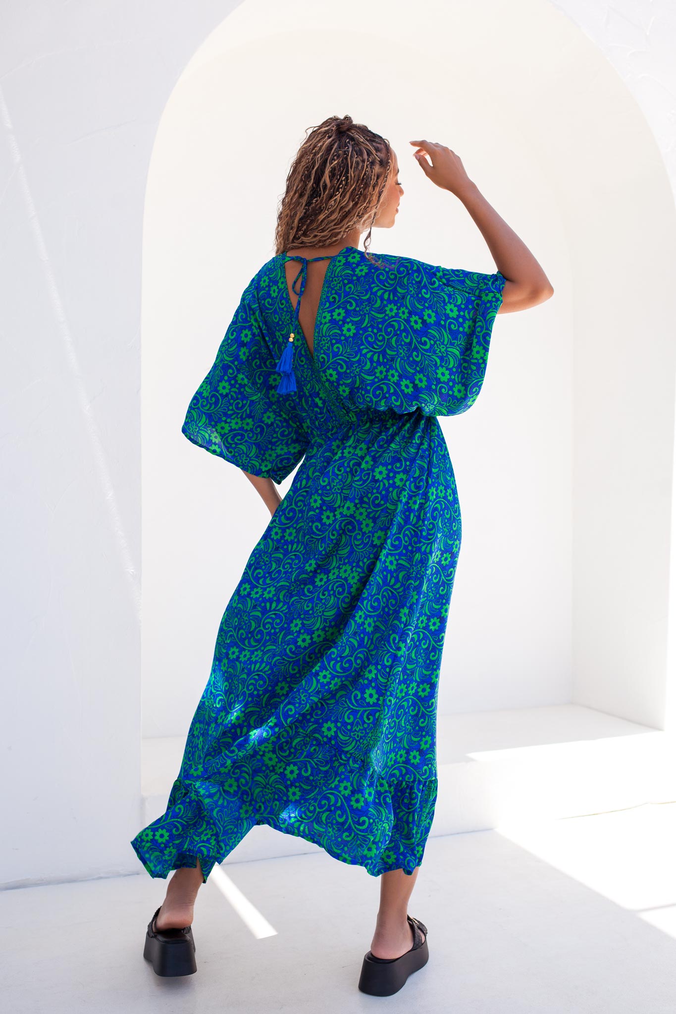 Variel boho μάξι φόρεμα μπλε