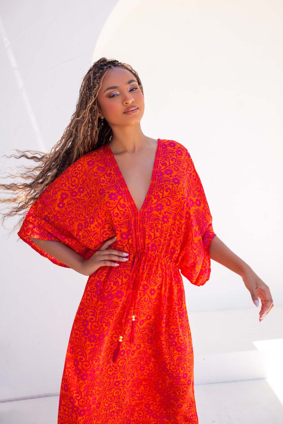Variel boho μάξι φόρεμα πορτοκαλί