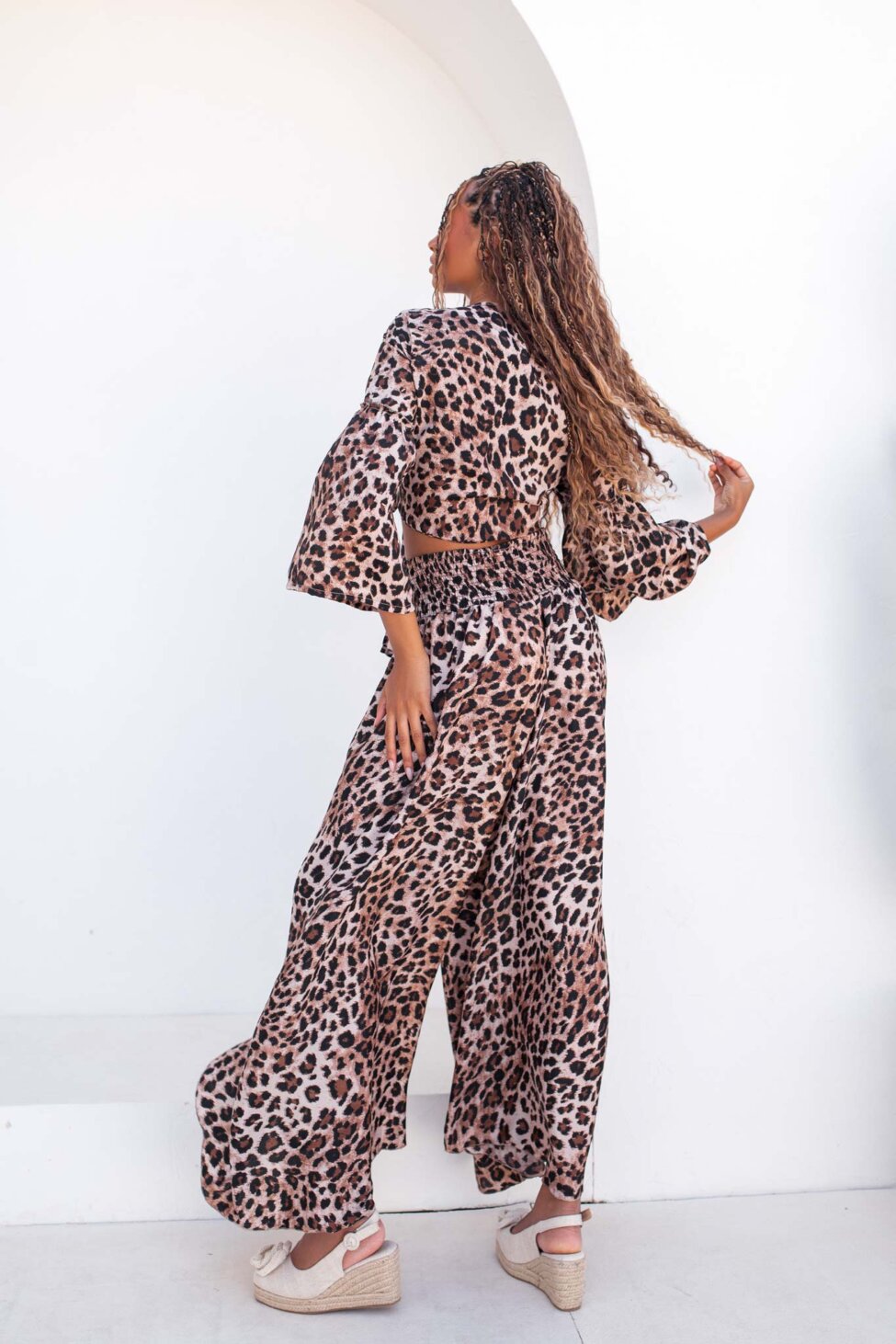 Velvra σετ τοπ-παντελόνα animal print λεοπάρ