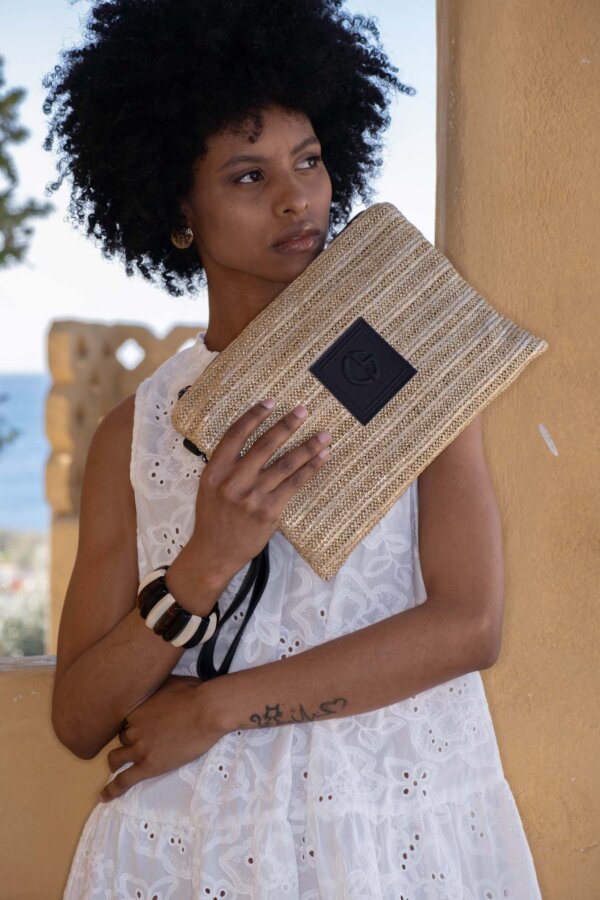 AMELIA VI WICKER GOLD LUREX τσάντα χρυσό