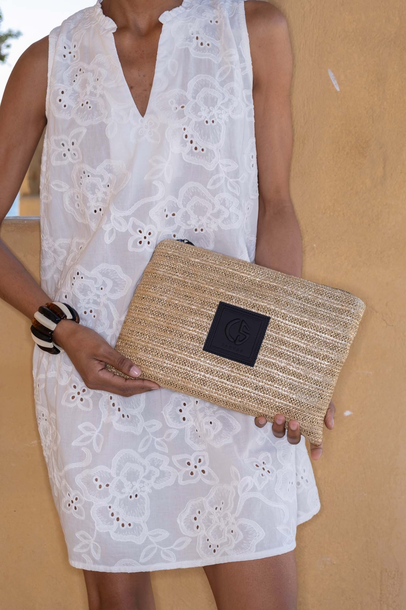 AMELIA VI WICKER GOLD LUREX τσάντα χρυσό