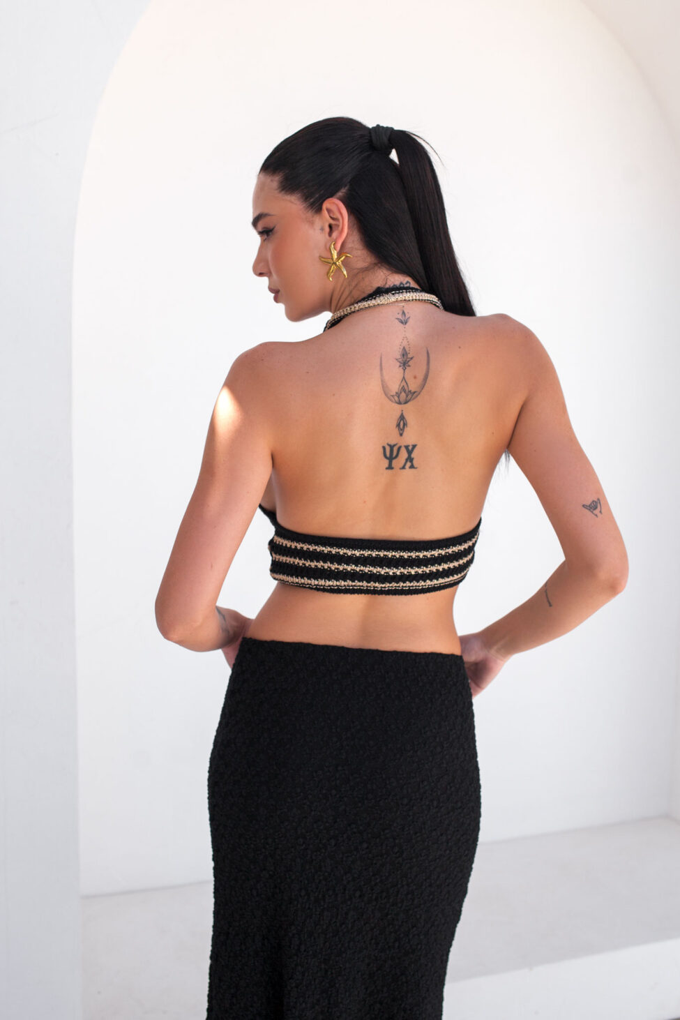 Akira crop top lurex πλεκτό μαύρο - Image 3