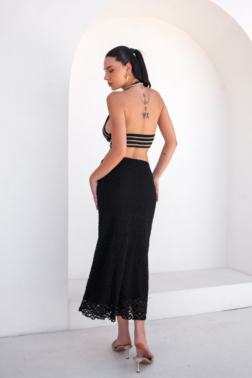 Akira crop top lurex πλεκτό μαύρο - Image 5