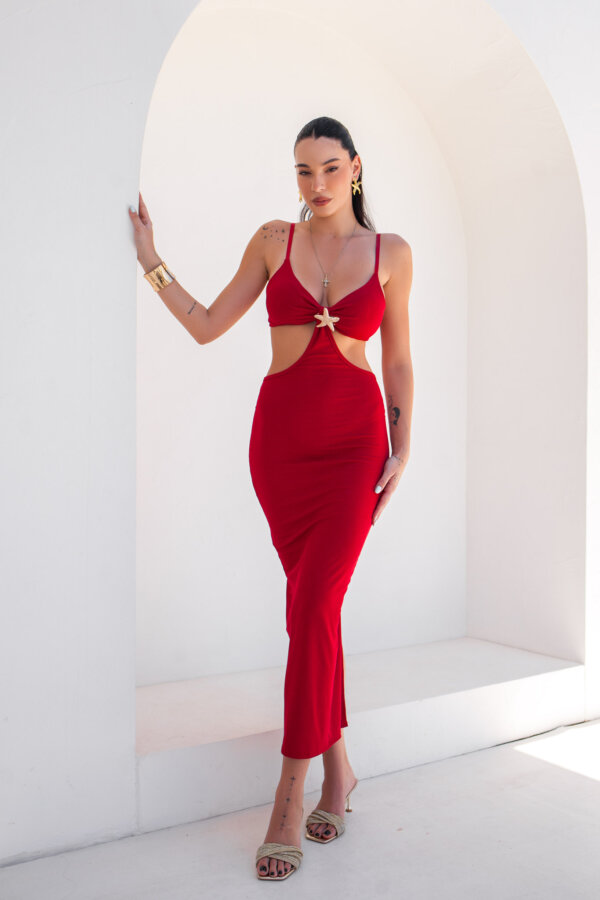 Alisa μίντι φόρεμα cut out κόκκινο