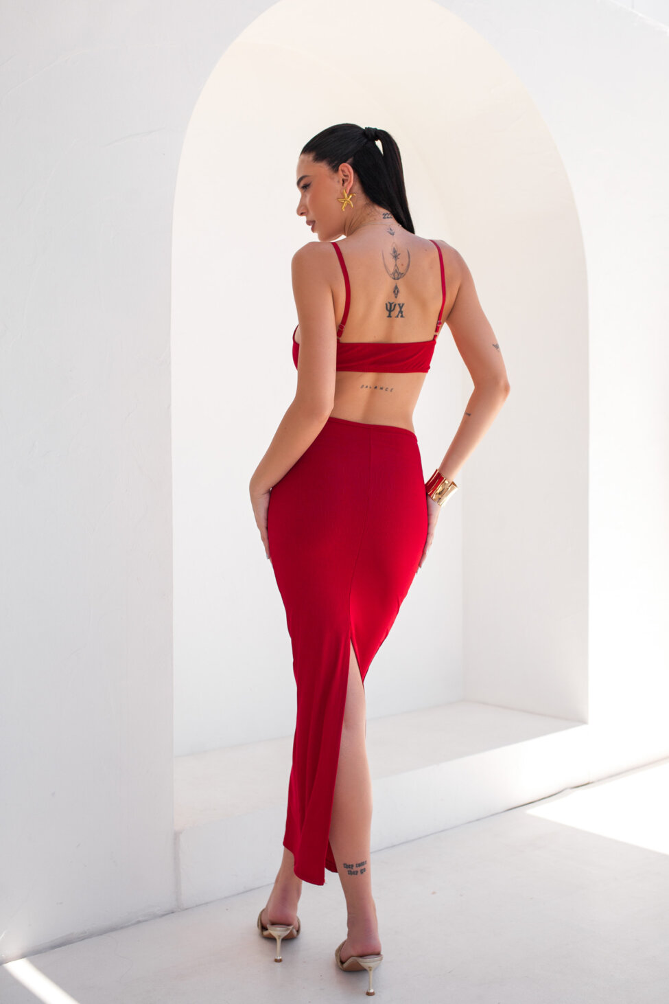 Alisa μίντι φόρεμα cut out κόκκινο