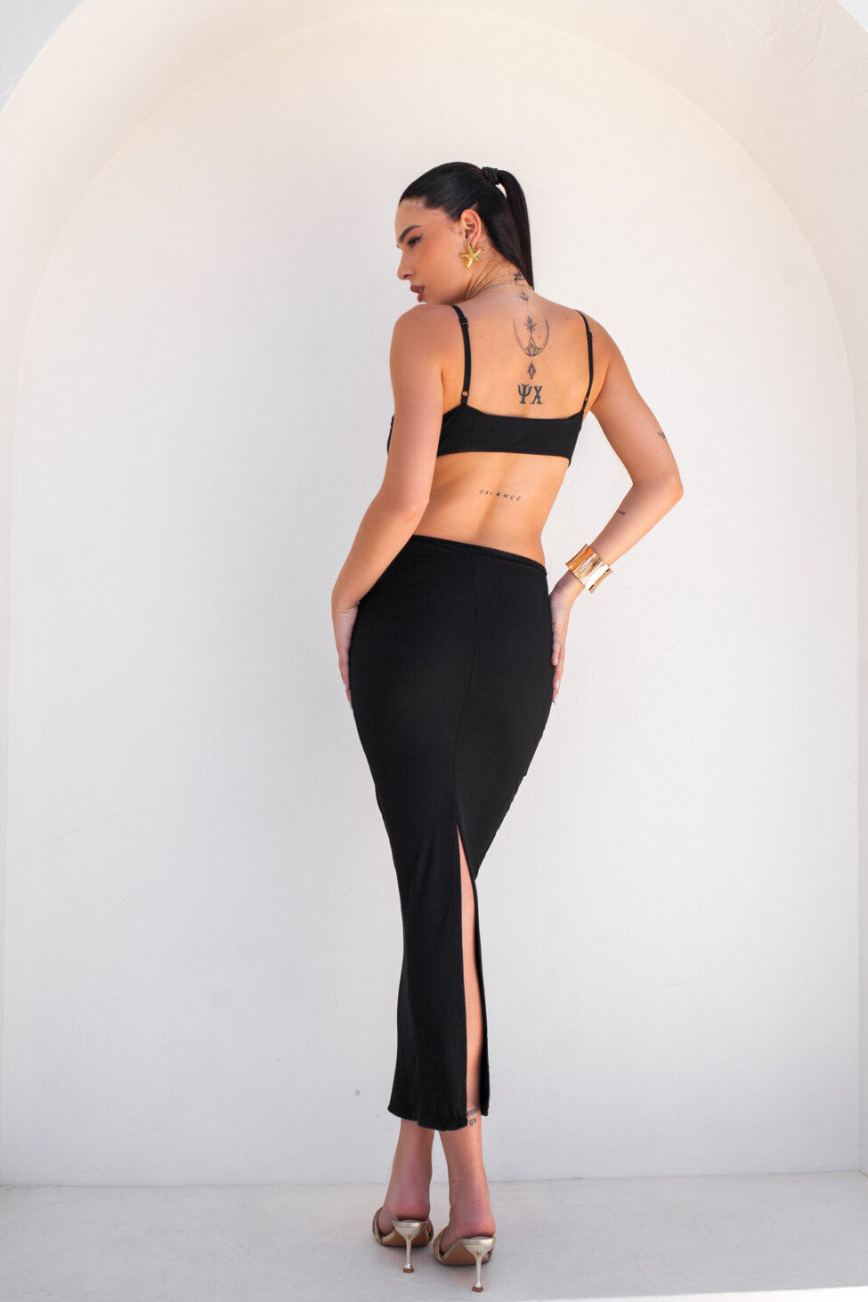 Alisa μίντι φόρεμα cut out μαύρο