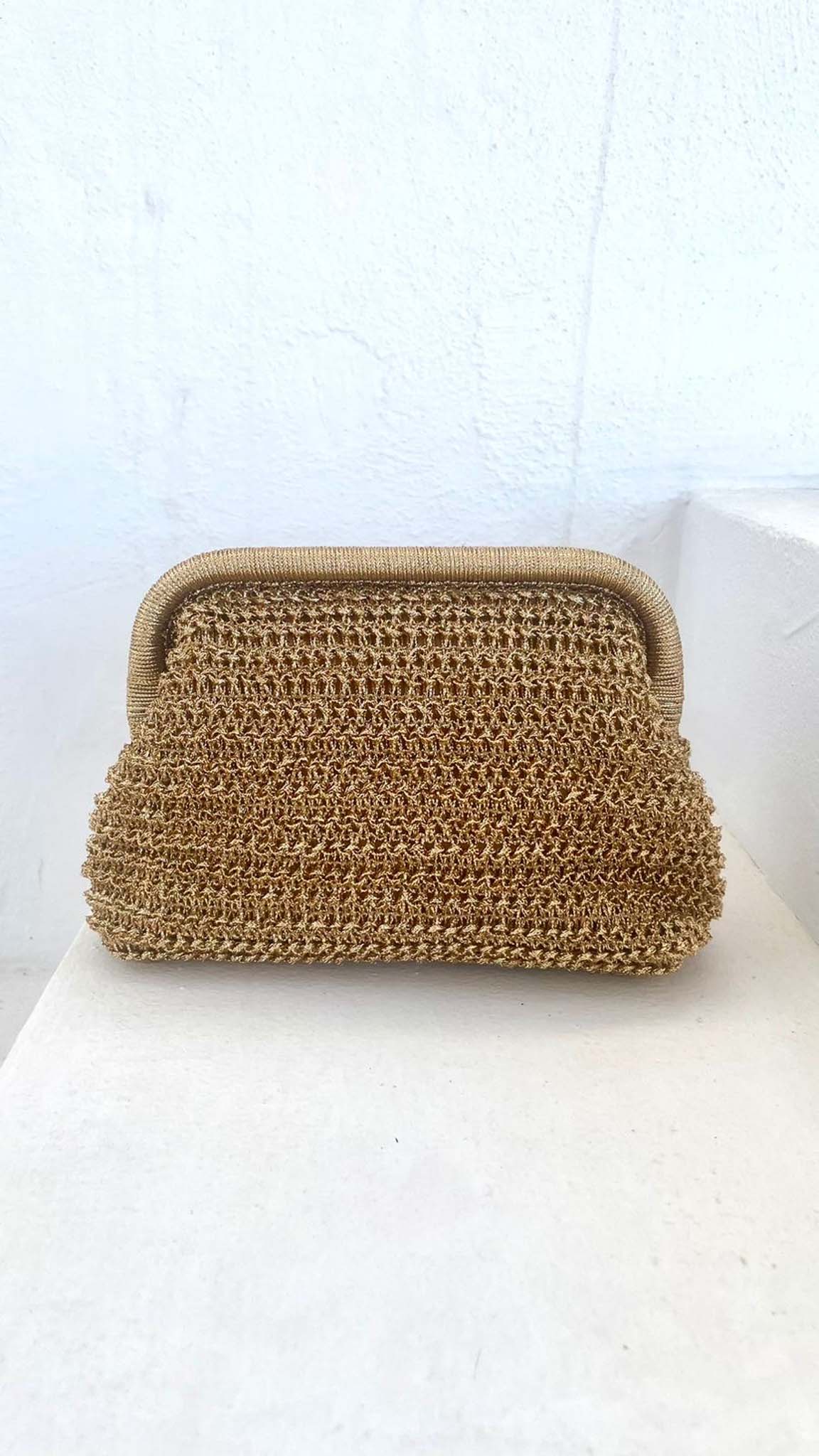 Arleth ψάθινη clutch τσάντα χρυσό