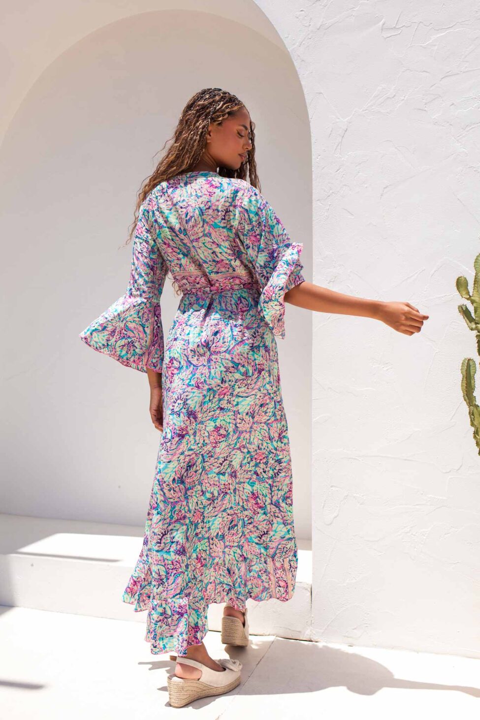 Delilah μίντι boho φόρεμα βεραμάν