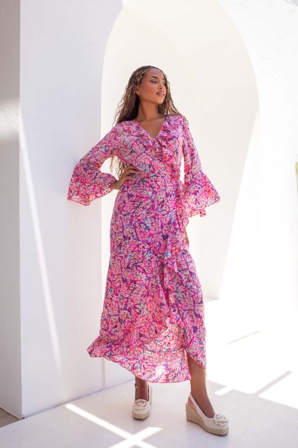 ΝΕΕΣ ΑΦΙΞΕΙΣ Delilah μίντι boho φόρεμα ροζ