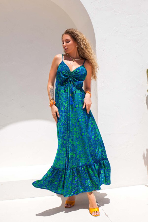Estrid boho μάξι φόρεμα εμπριμέ μπλε